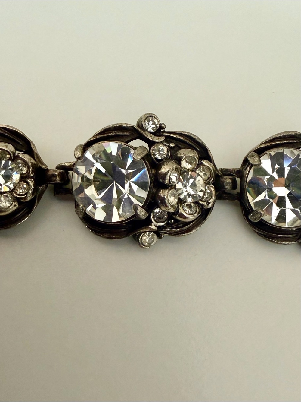 Vintage Hollycraft 1954 Clear Rhinestone Bracelet Signed Silver Tone Statement - Picture 4 of 7
